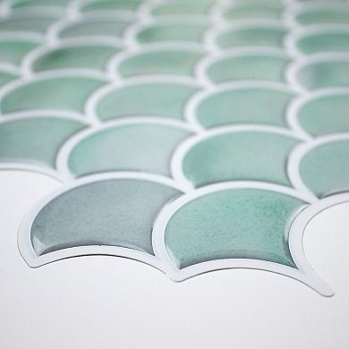Roommates Aqua Scallop Peel And Stick Backsplash