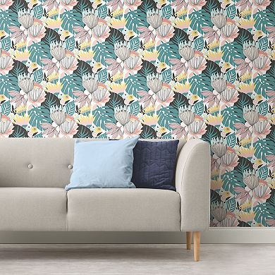 Roommates Retro Tropical Leaves P&S Wallpaper