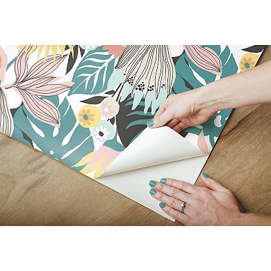 Roommates Retro Tropical Leaves P&S Wallpaper