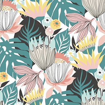 Roommates Retro Tropical Leaves P&S Wallpaper