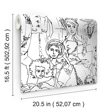 Roommates Vogue Sketches Peel & Stick Wallpaper