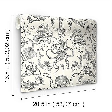 Roommates Deep Sea Toile Peel & Stick Wallpaper
