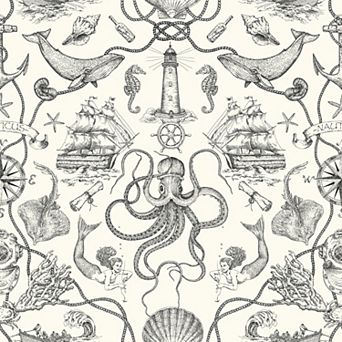 Roommates Deep Sea Toile Peel & Stick Wallpaper