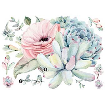 Roommates Watercolor Floral Succulents P&S Decal