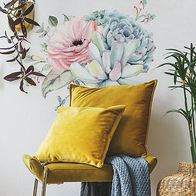 Roommates Watercolor Floral Succulents P&S Decal