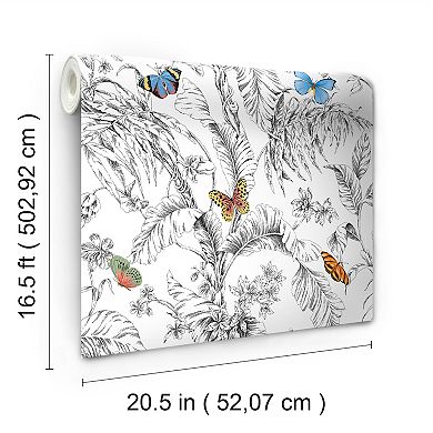 Roommates Butterfly Sketch Peel & Stick Wallpaper
