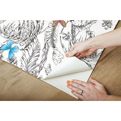 Roommates Butterfly Sketch Peel & Stick Wallpaper