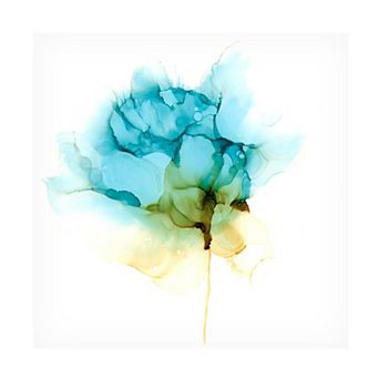 Trademark Fine Art Jennifer Goldberger Blooming Cyan I Canvas Wall Art