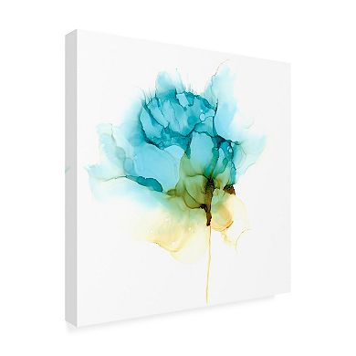 Trademark Fine Art Jennifer Goldberger Blooming Cyan I Canvas Wall Art