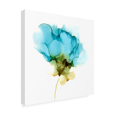 Trademark Fine Art Jennifer Goldberger Blooming Cyan Ii Canvas Wall Art