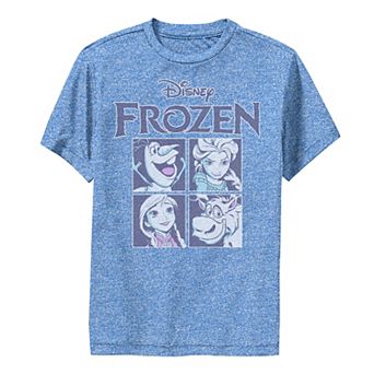 Disney's Frozen Boys 8-20 Blue Hue Character Portrait Grid Panels Performance Graphic Tee