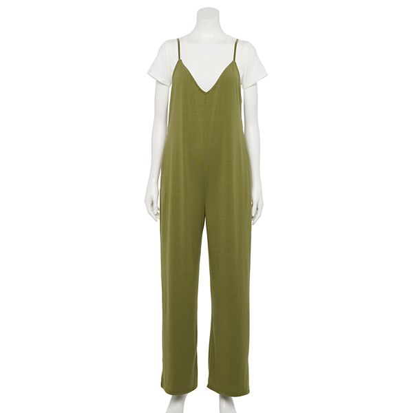Juniors' Live To Be Spoiled Wide Leg Jumpsuit with Tee Set