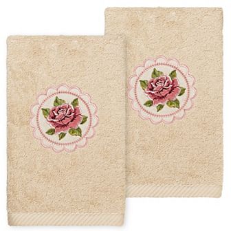 Linum Home Textiles Rosalee Embroidered Luxury Turkish 2-pack Cotton Hand Towels Set