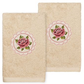 Linum Home Textiles Rosalee Embroidered Luxury Turkish 2-pack Cotton Hand Towels Set
