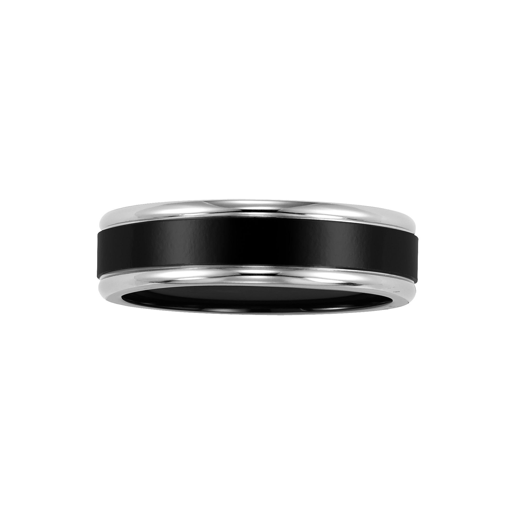 AXL Black Titanium Step Edge Mens Wedding Band, Size: 8.50, Two Tone