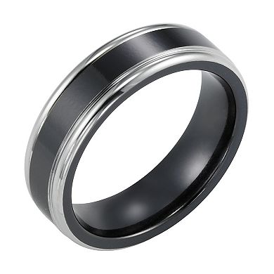 AXL Black Titanium Step Edge Men's Wedding Band