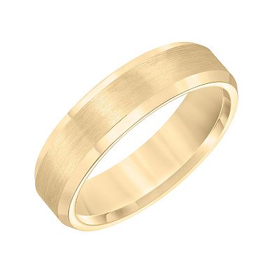 AXL Yellow Tungsten Beveled Edge Men's Wedding Band