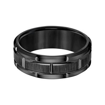 AXL Black Tungsten Beveled Edge Men's Wedding Band