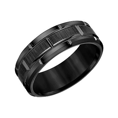 AXL Black Tungsten Beveled Edge Men's Wedding Band