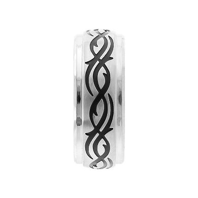 AXL Stainless Steel Black Scroll Men's Wedding Band