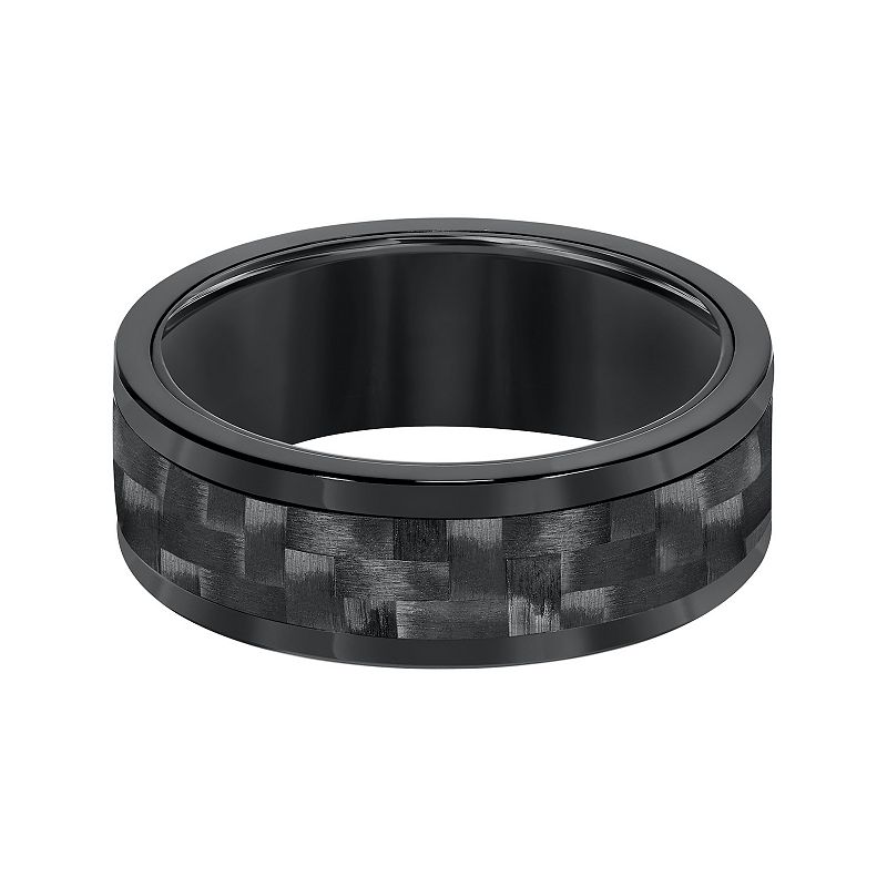 AXL Black Tungsten with Carbon Inlay Mens Wedding Band, Size: 8.50