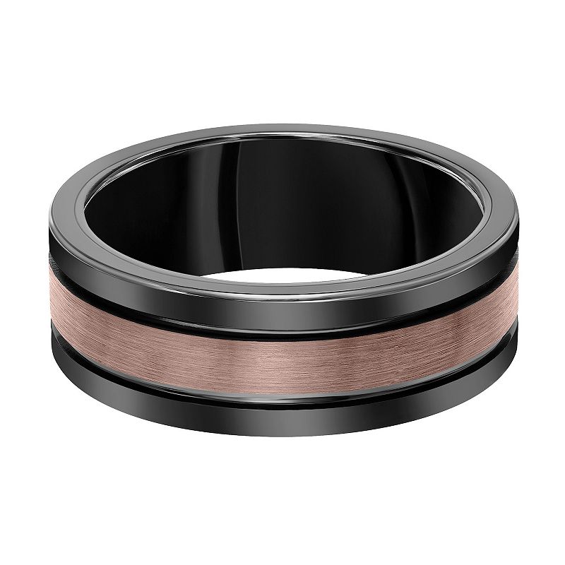 AXL Black and Brown Tungsten Men's Wedding Band, Size: 11, Two Tone