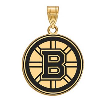 LogoArt Boston Bruins Sterling Silver Large Enamel Logo Pendant