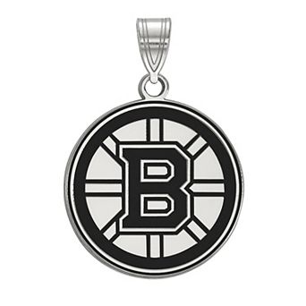 LogoArt Boston Bruins Sterling Silver Large Enamel Logo Pendant