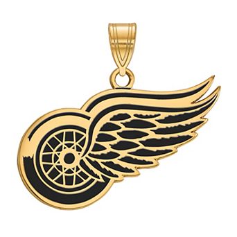 LogoArt Detroit Red Wings Sterling Silver Large Enamel Pendant Necklace