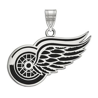 LogoArt Detroit Red Wings Sterling Silver Large Enamel Pendant Necklace