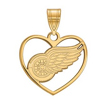 LogoArt Detroit Red Wings Sterling Silver Heart Pendant