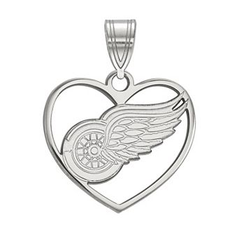 LogoArt Detroit Red Wings Sterling Silver Heart Pendant