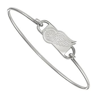 LogoArt Detroit Red Wings Sterling Silver Small Wire Bangle Bracelet