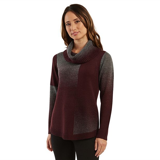 Women s AB Studio Shirttail Hem Cowlneck Tunic Sweater