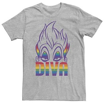 Big & Tall Disney Ursula Diva Big Head Rainbow Fill Portrait Tee