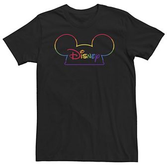Big & Tall Disney Mickey Mouse Rainbow Line Art Logo Tee