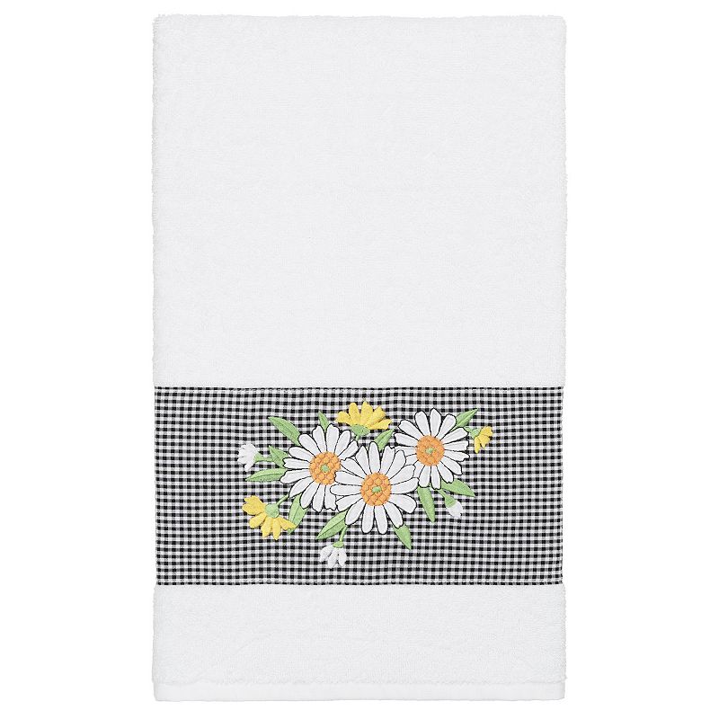 Linum Home Textiles Turkish Cotton Daisy Embellished Bath Towel, White