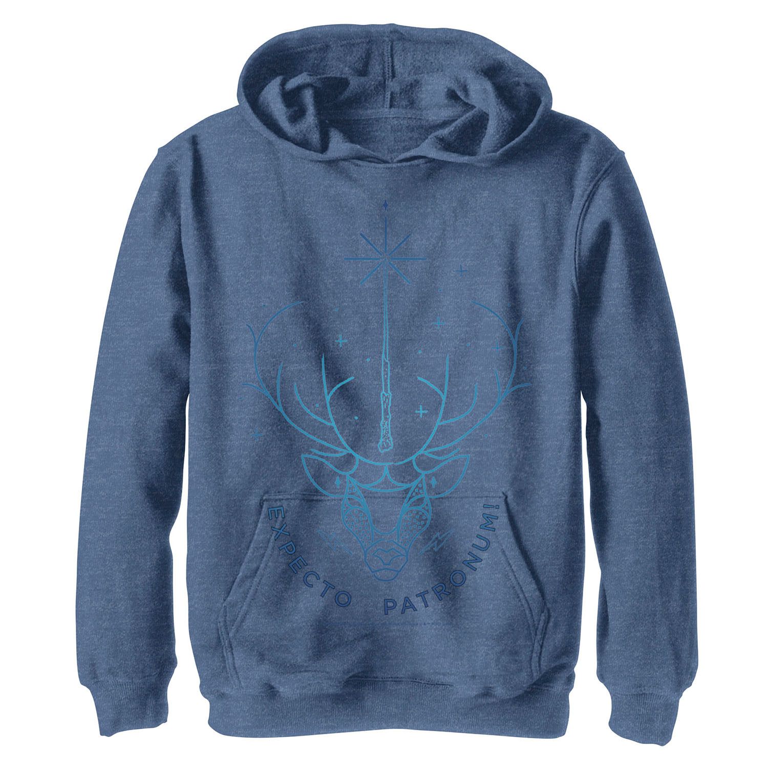 Image for Harry Potter Boys 8-20 Deathly Hallows 2 Expecto Patronum Stag Blue Outline Hoodie at Kohl's.