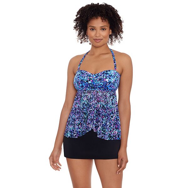 Women's Bal Harbour Floral Mesh Convertible-Strap Bandeaukini Top