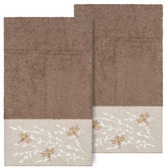 Linum Home Textiles Turkish Cotton Braelyn 2 pc Embellished Bath Towel Set
