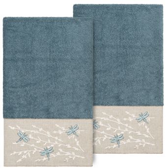 Linum Home Textiles Turkish Cotton Braelyn 2 pc Embellished Bath Towel Set
