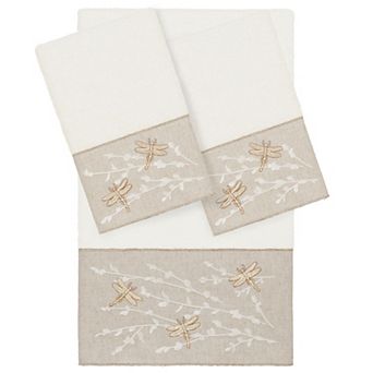 Linum Home Textiles Turkish Cotton Braelyn 3 pc Embellished Hand & Bath Towel Set
