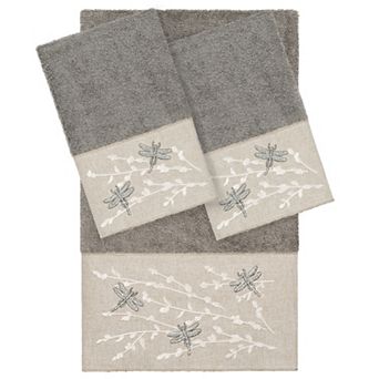 Linum Home Textiles Turkish Cotton Braelyn 3 pc Embellished Hand & Bath Towel Set