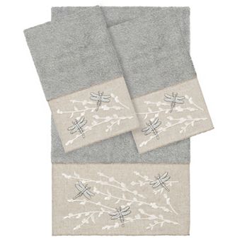 Linum Home Textiles Turkish Cotton Braelyn 3 pc Embellished Hand & Bath Towel Set