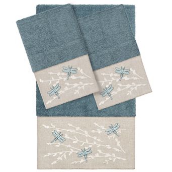 Linum Home Textiles Turkish Cotton Braelyn 3 pc Embellished Hand & Bath Towel Set