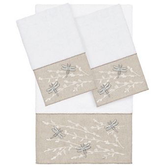 Linum Home Textiles Turkish Cotton Braelyn 3 pc Embellished Hand & Bath Towel Set