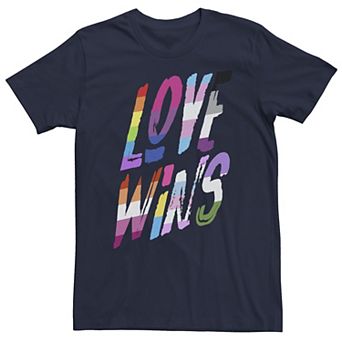 Big & Tall Love Wins Paint Stroke Rainbow Text Tee