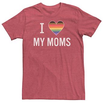 Big & Tall I Love My Moms Rainbow Striped Heart Tee