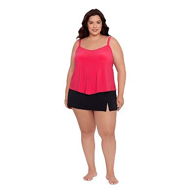 Plus Size Bal Harbour D-Cup Handkerchief Hem Tankini Top