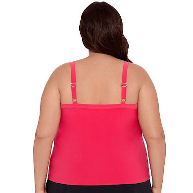 Plus Size Bal Harbour D-Cup Handkerchief Hem Tankini Top